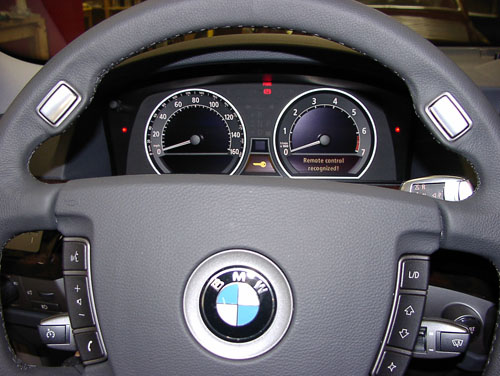 2003 BMW 745i - The K-40 front and rear warning LED's were cleverly integrated into the BMW instrument cluster for a completely concealed look.