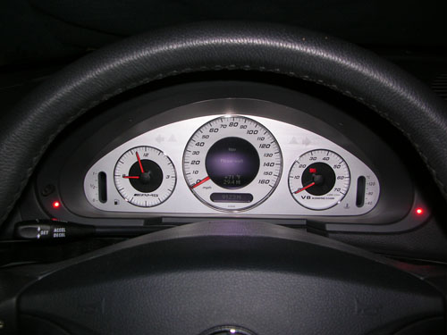 2005 Mercedes E55 - Another option is to mount the K-40 front and rear warning LED's into the far sides of the bezel for the instrument cluster.